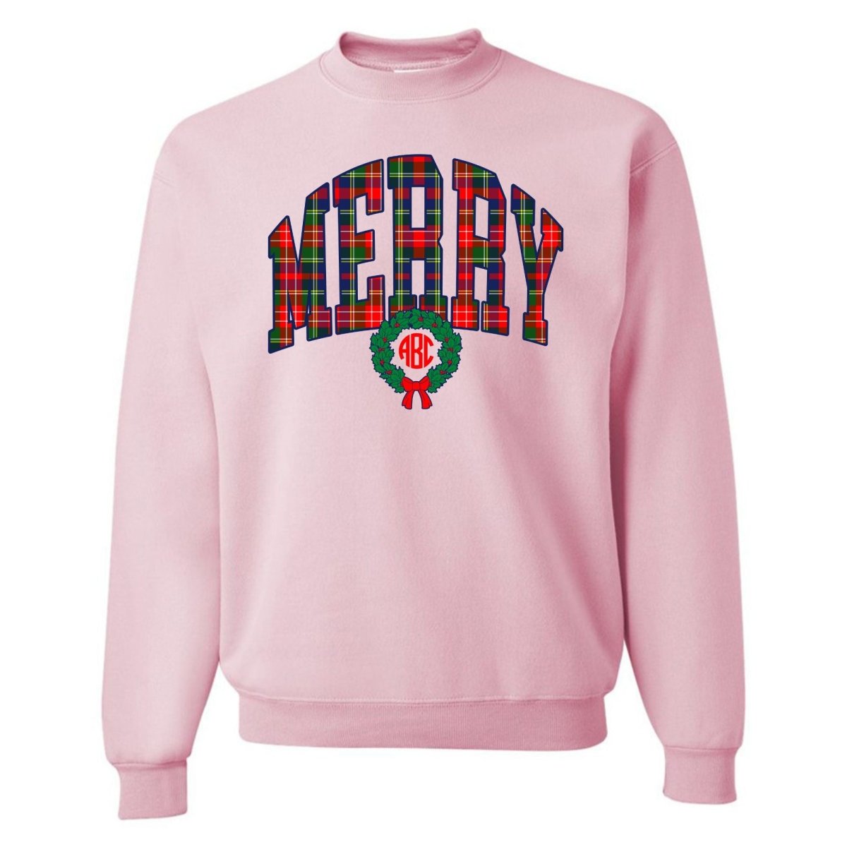 Monogrammed 'Plaid Merry' Crewneck Sweatshirt - United Monograms