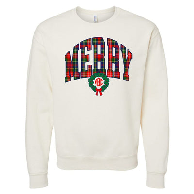 Monogrammed 'Plaid Merry' Crewneck Sweatshirt - United Monograms