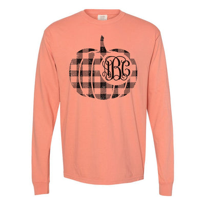 Monogrammed 'Plaid Pumpkin' Comfort Colors Long Sleeve T-Shirt - United Monograms
