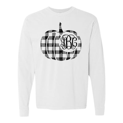 Monogrammed 'Plaid Pumpkin' Comfort Colors Long Sleeve T-Shirt - United Monograms