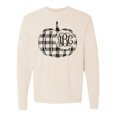 Monogrammed 'Plaid Pumpkin' Comfort Colors Long Sleeve T-Shirt - United Monograms