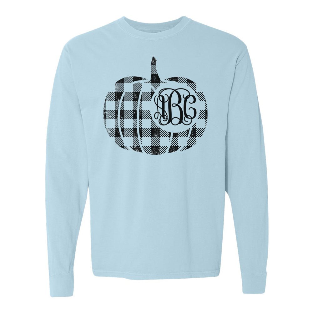 Monogrammed 'Plaid Pumpkin' Comfort Colors Long Sleeve T-Shirt - United Monograms