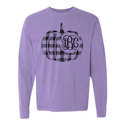 Monogrammed 'Plaid Pumpkin' Comfort Colors Long Sleeve T-Shirt - United Monograms