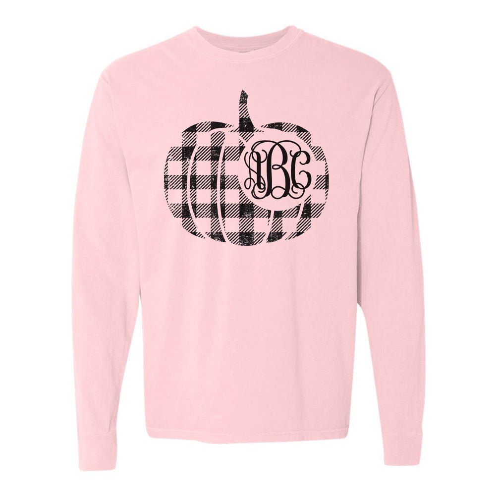 Monogrammed 'Plaid Pumpkin' Comfort Colors Long Sleeve T-Shirt - United Monograms