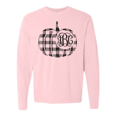 Monogrammed 'Plaid Pumpkin' Comfort Colors Long Sleeve T-Shirt - United Monograms