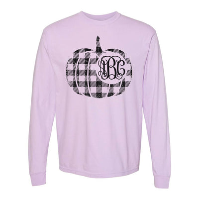 Monogrammed 'Plaid Pumpkin' Comfort Colors Long Sleeve T-Shirt - United Monograms