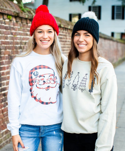 Monogrammed 'Plaid Santa' Crewneck Sweatshirt - United Monograms