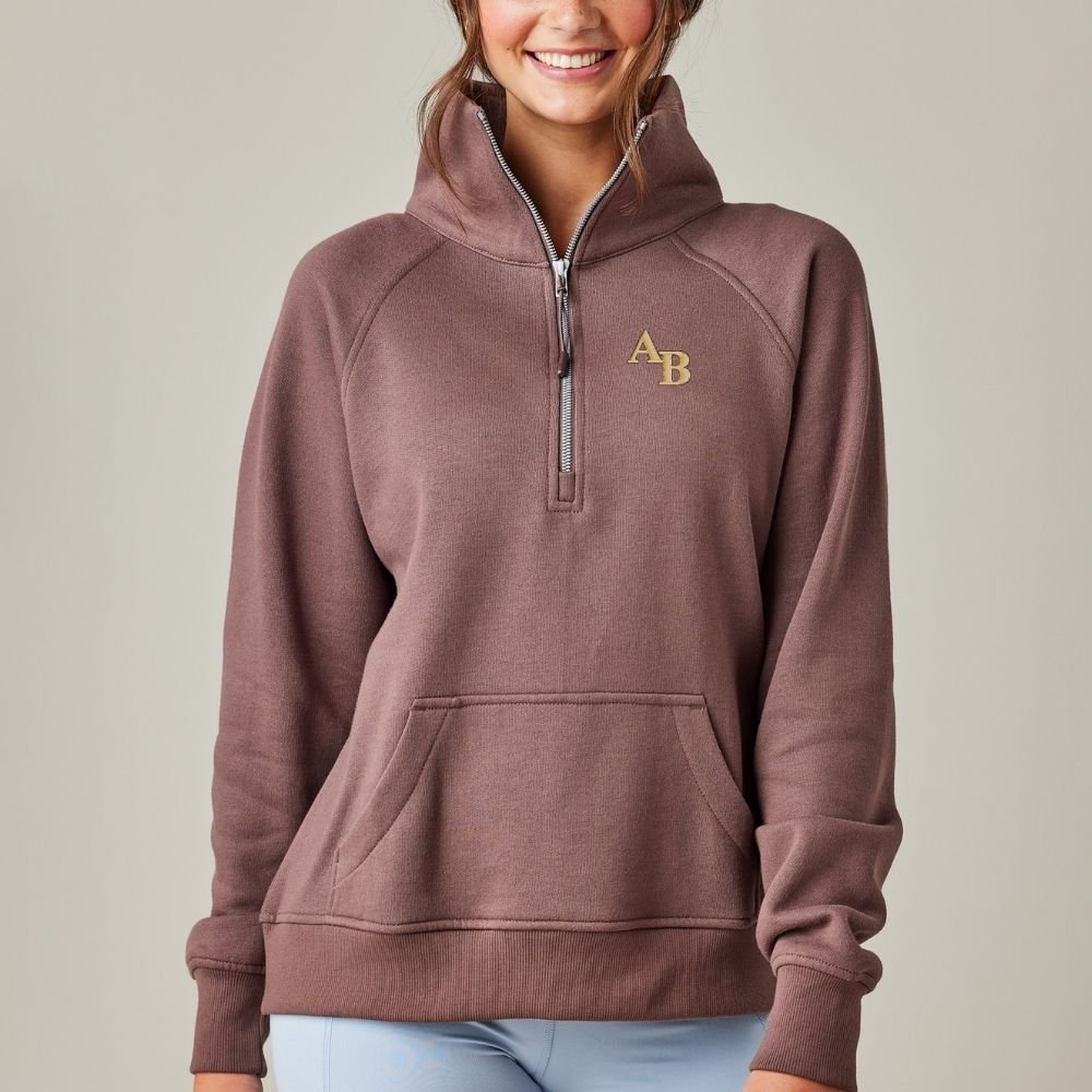 Monogrammed Pocket Quarter Zip Sweatshirt - United Monograms