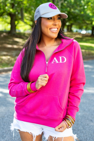 Monogrammed Pocket Quarter Zip Sweatshirt - United Monograms