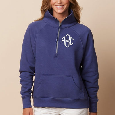 Monogrammed Pocket Quarter Zip Sweatshirt - United Monograms