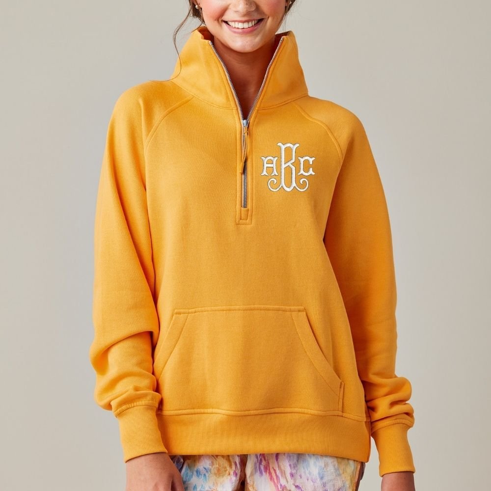Monogrammed Pocket Quarter Zip Sweatshirt - United Monograms