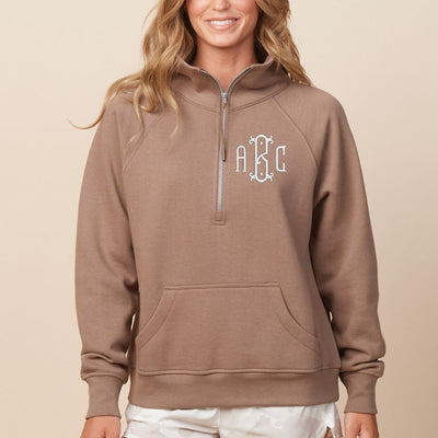 Monogrammed Pocket Quarter Zip Sweatshirt - United Monograms