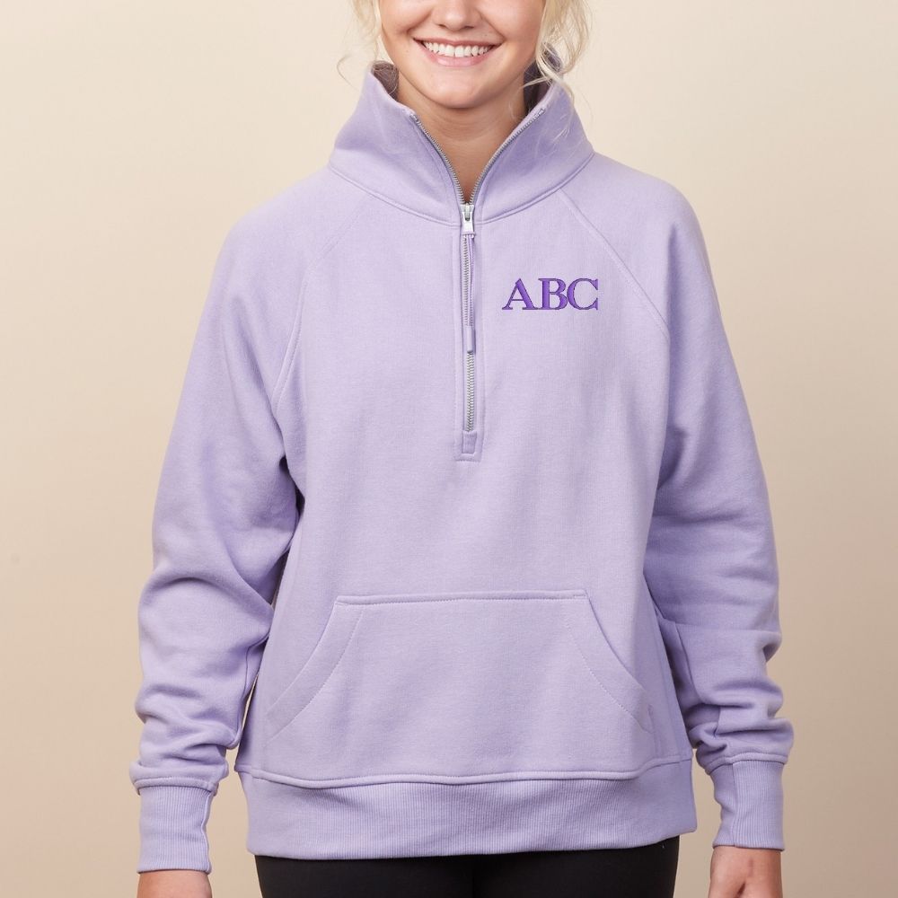 Monogrammed Pocket Quarter Zip Sweatshirt - United Monograms