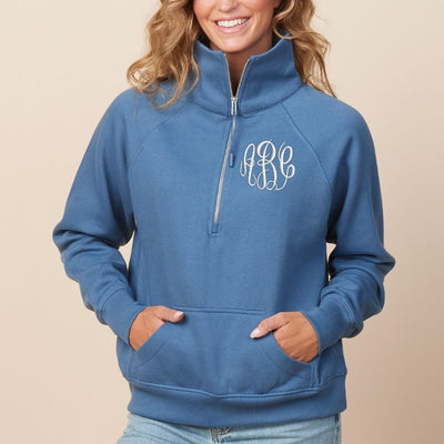 Monogrammed Pocket Quarter Zip Sweatshirt - United Monograms