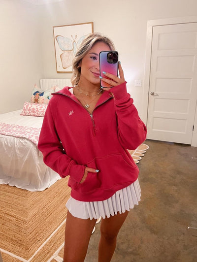 Monogrammed Pocket Quarter Zip Sweatshirt - United Monograms
