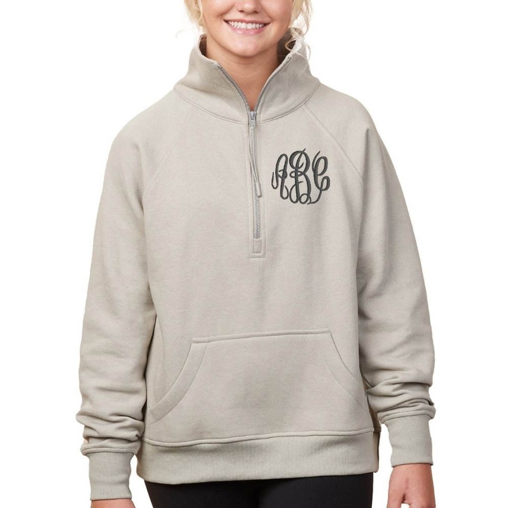 Monogrammed Pocket Quarter Zip Sweatshirt - United Monograms