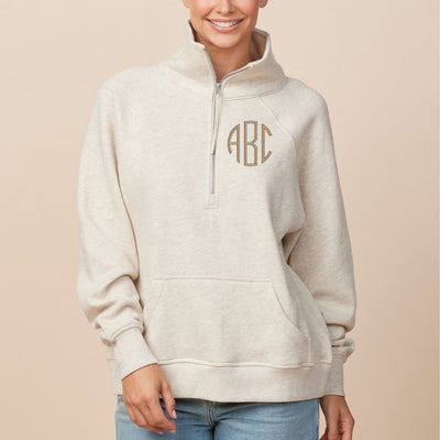 Monogrammed Pocket Quarter Zip Sweatshirt - United Monograms