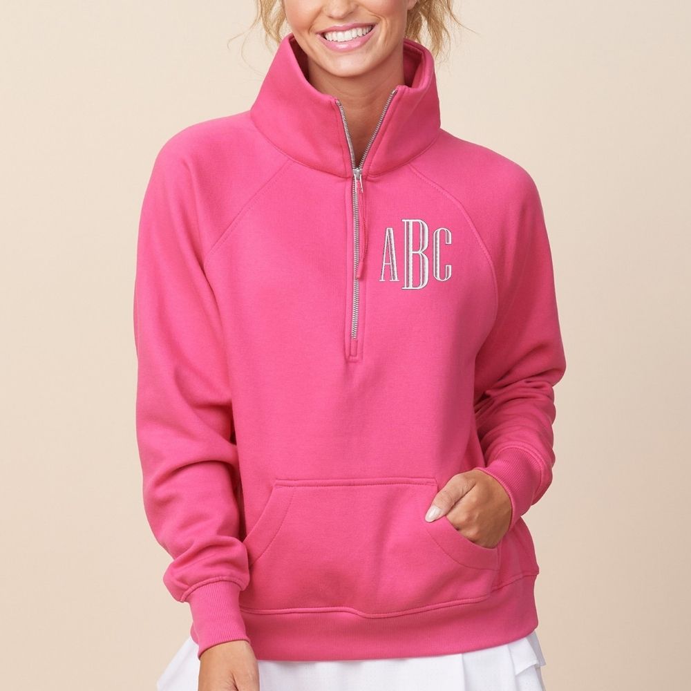 Monogrammed Pocket Quarter Zip Sweatshirt - United Monograms