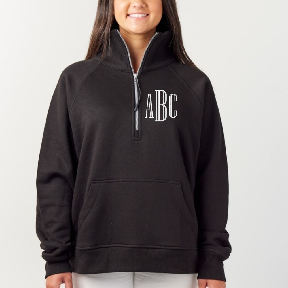 Monogrammed Pocket Quarter Zip Sweatshirt - United Monograms