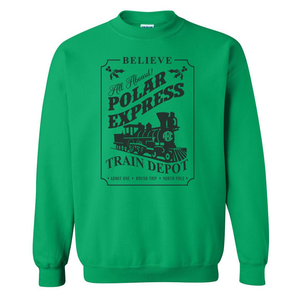 Monogrammed 'Polar Express Train Depot' Crewneck Sweatshirt - United Monograms