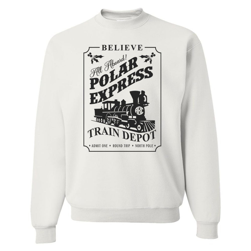 Monogrammed 'Polar Express Train Depot' Crewneck Sweatshirt - United Monograms