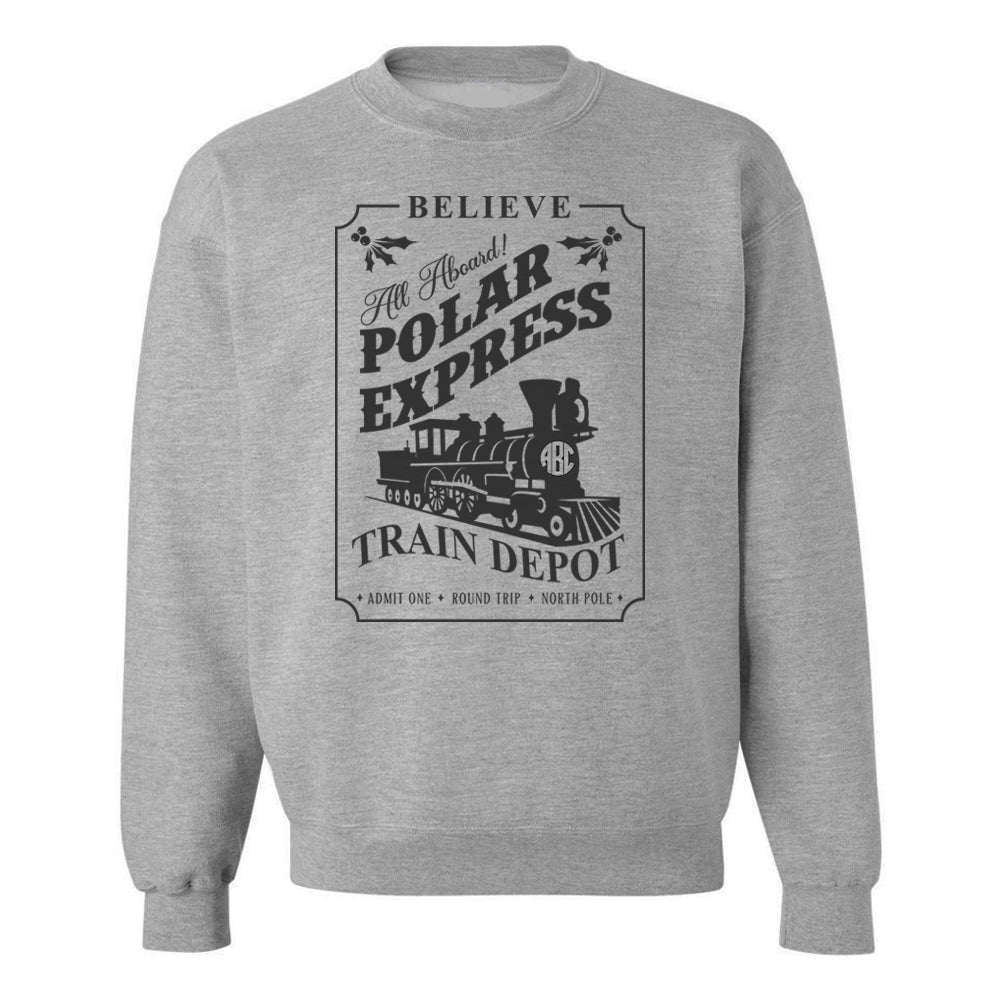Monogrammed 'Polar Express Train Depot' Crewneck Sweatshirt - United Monograms