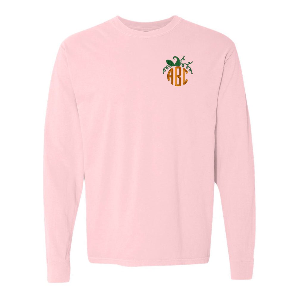 Monogrammed Pumpkin Comfort Colors Long Sleeve T-Shirt - United Monograms