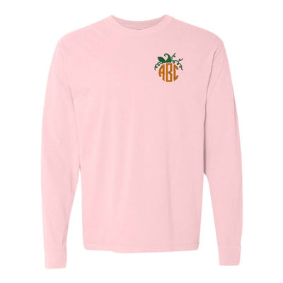 Monogrammed Pumpkin Comfort Colors Long Sleeve T-Shirt - United Monograms
