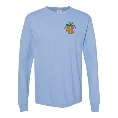 Monogrammed Pumpkin Comfort Colors Long Sleeve T-Shirt - United Monograms