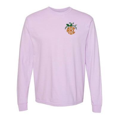 Monogrammed Pumpkin Comfort Colors Long Sleeve T-Shirt - United Monograms