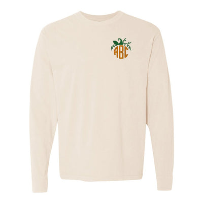 Monogrammed Pumpkin Comfort Colors Long Sleeve T-Shirt - United Monograms