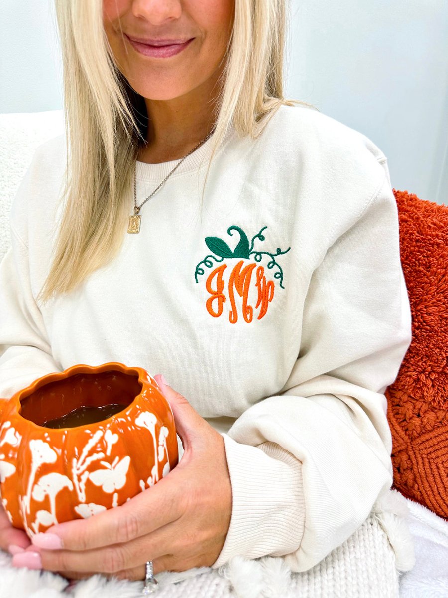 Monogrammed Pumpkin Crewneck Sweatshirt United Monograms