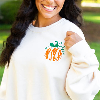 Monogrammed Pumpkin Crewneck Sweatshirt - United Monograms