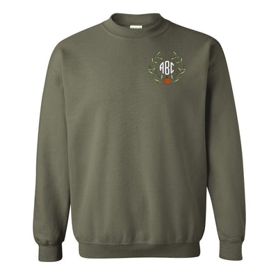 Monogrammed Pumpkin Leaves Crewneck Sweatshirt - United Monograms
