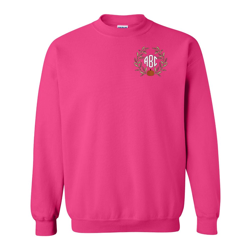 Monogrammed Pumpkin Leaves Crewneck Sweatshirt - United Monograms