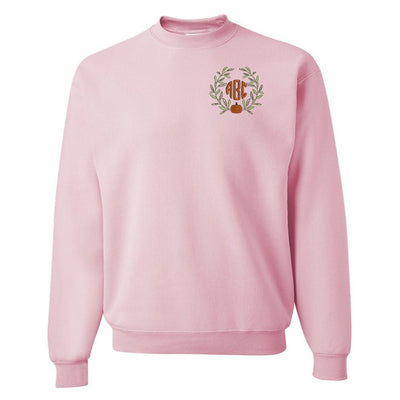 Monogrammed Pumpkin Leaves Crewneck Sweatshirt - United Monograms