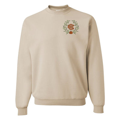 Monogrammed Pumpkin Leaves Crewneck Sweatshirt - United Monograms