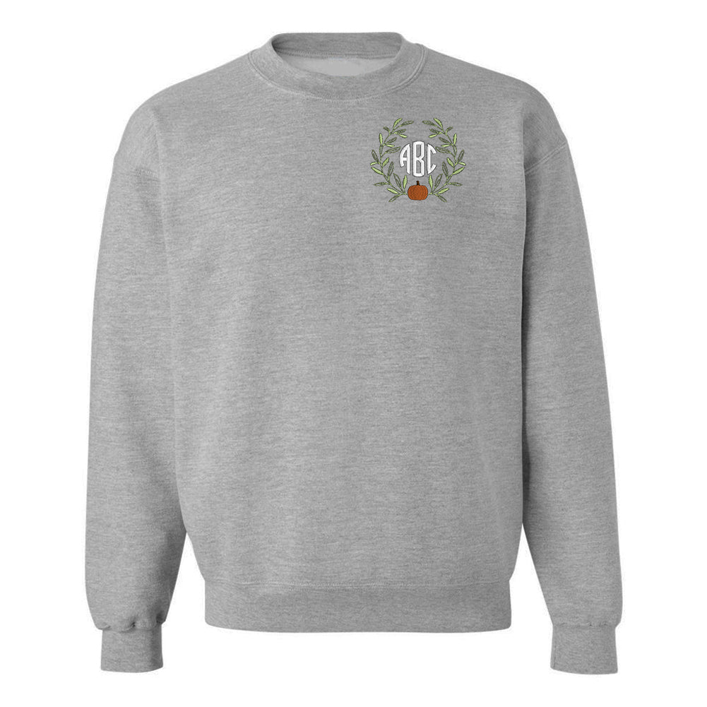 Monogrammed Pumpkin Leaves Crewneck Sweatshirt - United Monograms
