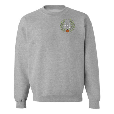 Monogrammed Pumpkin Leaves Crewneck Sweatshirt - United Monograms