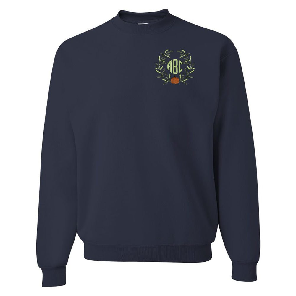 Monogrammed Pumpkin Leaves Crewneck Sweatshirt - United Monograms
