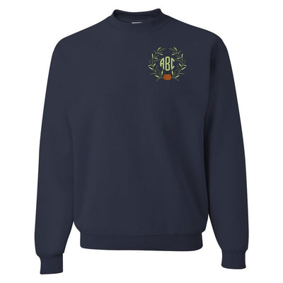 Monogrammed Pumpkin Leaves Crewneck Sweatshirt - United Monograms