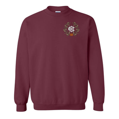 Monogrammed Pumpkin Leaves Crewneck Sweatshirt - United Monograms