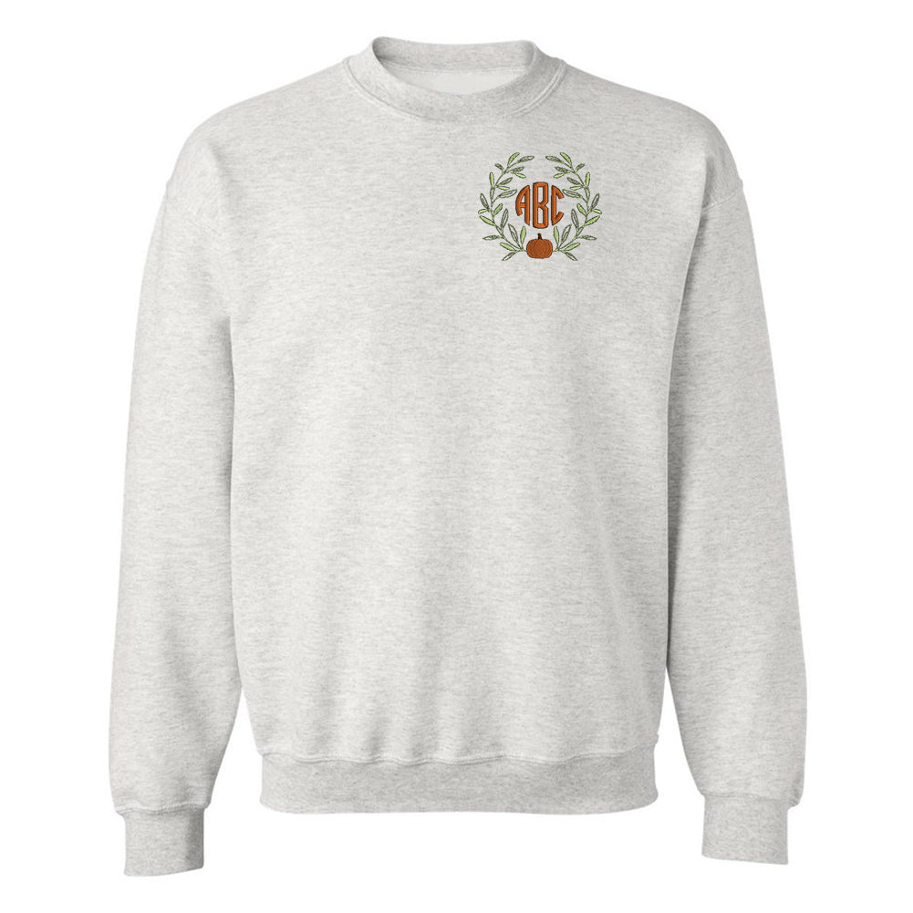 Monogrammed Pumpkin Leaves Crewneck Sweatshirt - United Monograms