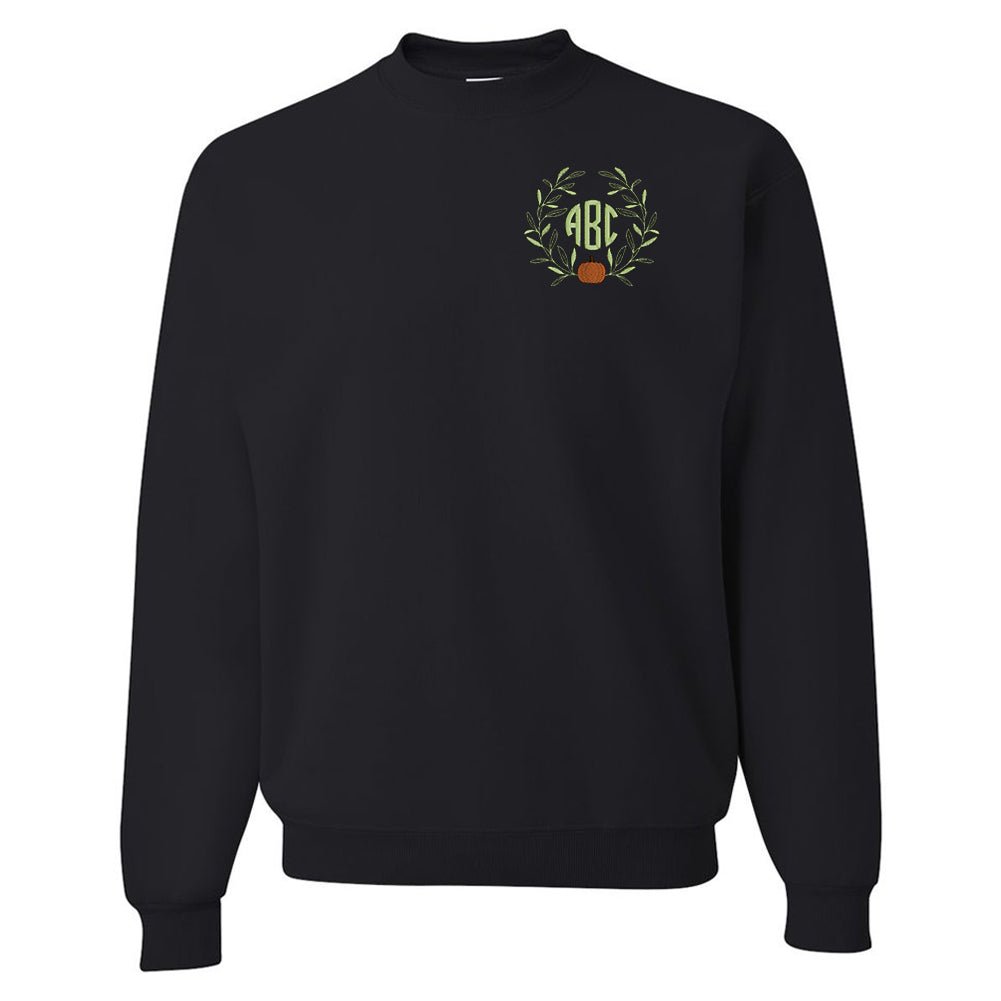 Monogrammed Pumpkin Leaves Crewneck Sweatshirt - United Monograms