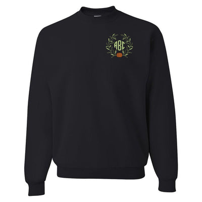 Monogrammed Pumpkin Leaves Crewneck Sweatshirt - United Monograms