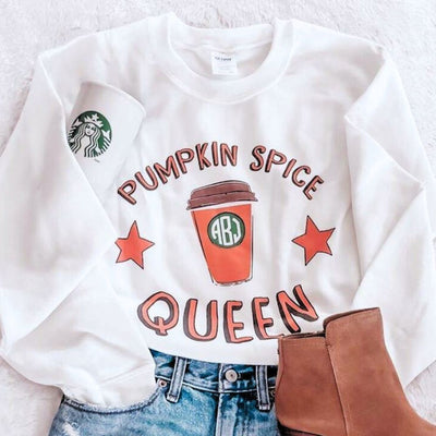 Monogrammed 'Pumpkin Spice Queen' Crewneck Sweatshirt - United Monograms
