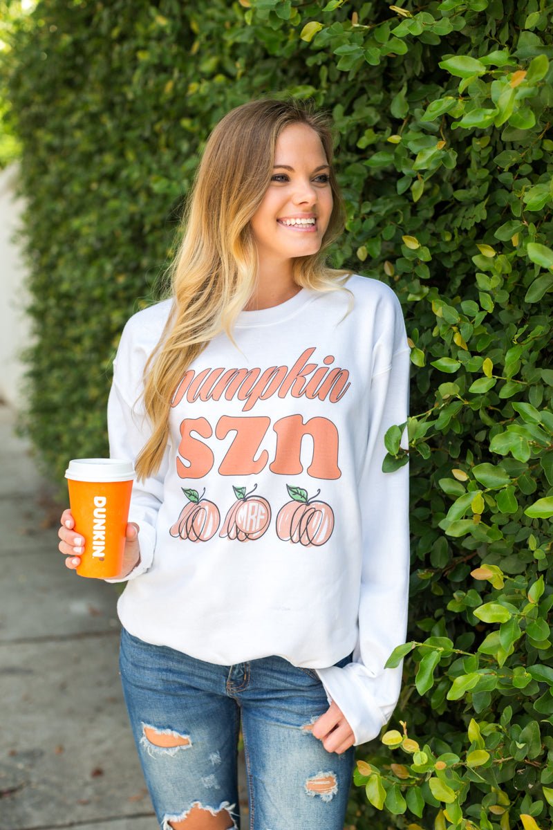 Monogrammed 'Pumpkin SZN' Crewneck Sweatshirt - United Monograms