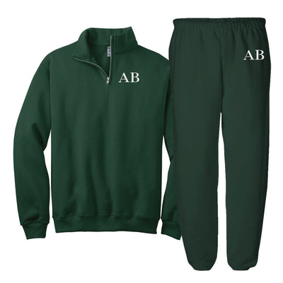 Monogrammed Quarter Zip Sweat Set - United Monograms