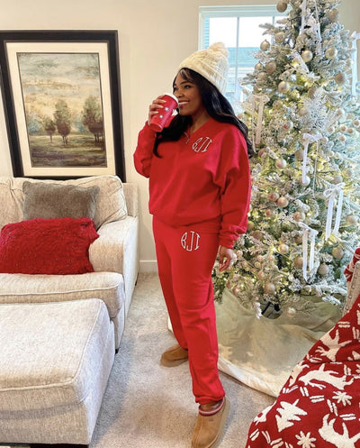 Monogrammed Quarter Zip Sweat Set - United Monograms