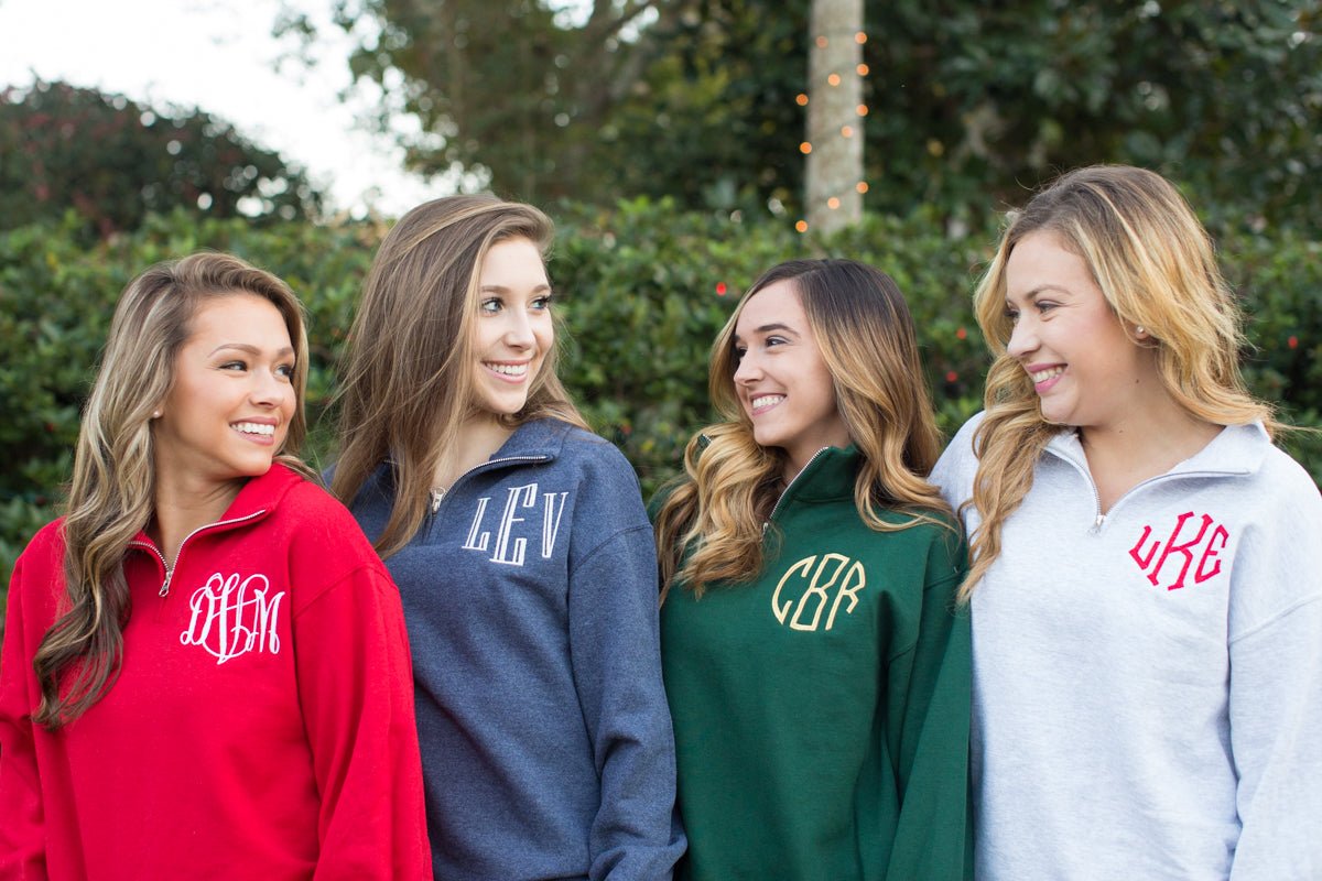 Monogrammed Quarter Zip Sweatshirt - United Monograms